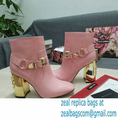 Dolce  &  Gabbana Heel 10.5cm Leather Ankle Boots Patent Pink with DG Karol Heel and Buckle 2021